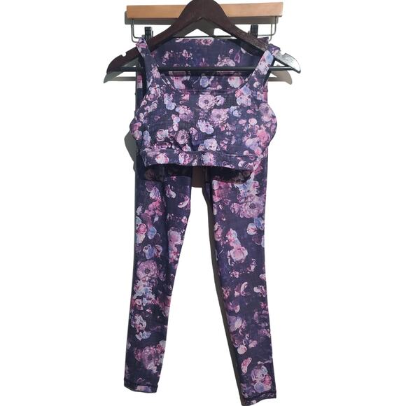 Athleta Pants - Athleta Workout Bra & Legging Set XS Purple Floral GUC - Exhale + Salutation
